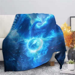 Phénix Plaid en Polaire Imprimé 3D Couverture Douce Confortable pour Canapé Lit Bureau
