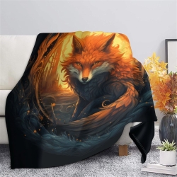 Fox 3D Printed Fleece Throw Blanket Soft Cozy Blanket for Couch Sofa Bed Office