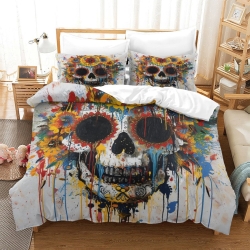 Crâne Housse de Couette Imprimée 3D Douce 3 Pièces Literie Garçons Filles
