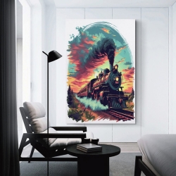 Tren de vapor Pintura en lienzo sin marco, impresiones de pósters arte pared para decoración hogar dormitorio oficina