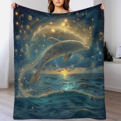 Delfin 3D Gedruckte Fleece-Decke Weiche Gemütliche Decke für Sofa Bett Büro