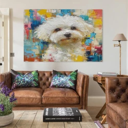 Maltese Chien Peinture sur toile sans cadre, impressions posters art mural pour déco maison chambre bureau