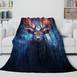 Renne Plaid en Polaire Imprimé 3D Couverture Douce Confortable pour Canapé Lit Bureau