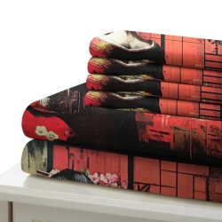Art graffiti japonais Housse de Couette Imprimée 3D Douce 3 Pièces Literie Garçons Filles