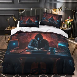 Hacker Housse de Couette Imprimée 3D Douce 3 Pièces Literie Garçons Filles