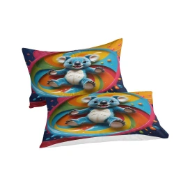 Koala Housse de Couette Imprimée 3D Douce 3 Pièces Literie Garçons Filles