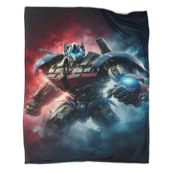 Transformers Optimus Prime Plaid en Polaire Imprimé 3D Couverture Douce Confortable pour Canapé Lit Bureau