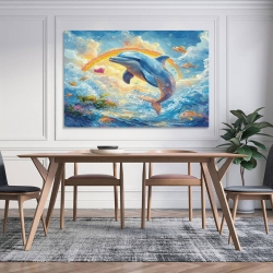 Dauphin Peinture sur toile sans cadre, impressions posters art mural pour déco maison chambre bureau