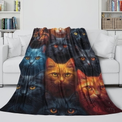 Chat Plaid en Polaire Imprimé 3D Couverture Douce Confortable pour Canapé Lit Bureau