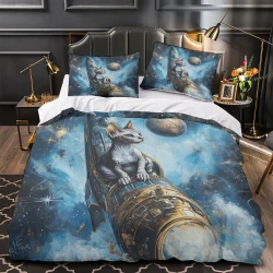 Chat sphynx Housse de Couette Imprimée 3D Douce 3 Pièces Literie Garçons Filles