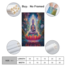 Bouddha Peinture sur toile sans cadre, impressions posters art mural pour déco maison chambre bureau