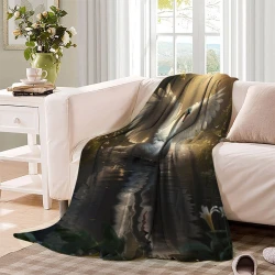 Cygne Plaid en Polaire Imprimé 3D Couverture Douce Confortable pour Canapé Lit Bureau