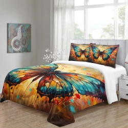 Papillon Housse de Couette Imprimée 3D Douce 3 Pièces Literie Garçons Filles