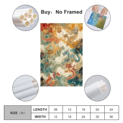 Dragon Peinture sur toile sans cadre, impressions posters art mural pour déco maison chambre bureau
