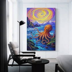 Pieuvre Peinture sur toile sans cadre, impressions posters art mural pour déco maison chambre bureau