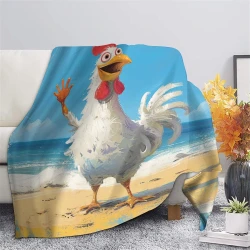Gallo Manta de Forro Polar Impresa en 3D Suave y Acogedora para Sofá Cama Oficina