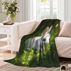 Lapin Petit lapin Plaid en Polaire Imprimé 3D Couverture Douce Confortable pour Canapé Lit Bureau