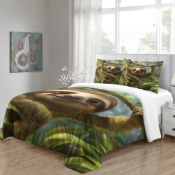 Perezoso Funda Nórdica Impresa en 3D Suave 3 Piezas Ropa de Cama para Niños Niñas
