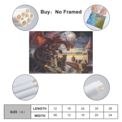 Dragon Peinture sur toile sans cadre, impressions posters art mural pour déco maison chambre bureau