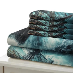 Voilier Housse de Couette Imprimée 3D Douce 3 Pièces Literie Garçons Filles