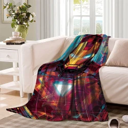 Avengers Iron Man Plaid en Polaire Imprimé 3D Couverture Douce Confortable pour Canapé Lit Bureau