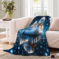 Canard Plaid en Polaire Imprimé 3D Couverture Douce Confortable pour Canapé Lit Bureau