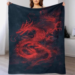 Drache 3D Gedruckte Fleece-Decke Weiche Gemütliche Decke für Sofa Bett Büro