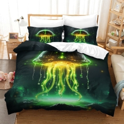 Méduse Housse de Couette Imprimée 3D Douce 3 Pièces Literie Garçons Filles
