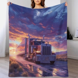Gros camion Plaid en Polaire Imprimé 3D Couverture Douce Confortable pour Canapé Lit Bureau
