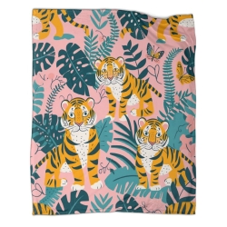 Tigre Plaid en Polaire Imprimé 3D Couverture Douce Confortable pour Canapé Lit Bureau