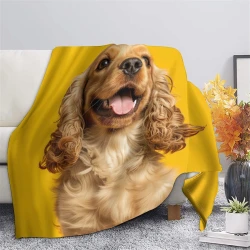 Golden Retriever Plaid en Polaire Imprimé 3D Couverture Douce Confortable pour Canapé Lit Bureau