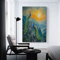 Paon Peinture sur toile sans cadre, impressions posters art mural pour déco maison chambre bureau