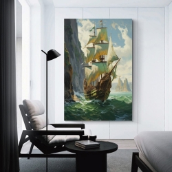 Velero Pintura en lienzo sin marco, impresiones de pósters arte pared para decoración hogar dormitorio oficina