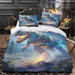 Dinosaure Housse de Couette Imprimée 3D Douce 3 Pièces Literie Garçons Filles