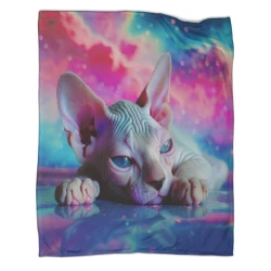 Hairless Chat Plaid en Polaire Imprimé 3D Couverture Douce Confortable pour Canapé Lit Bureau