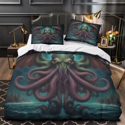 Mythe de l'horreur Cthulhu Housse de Couette Imprimée 3D Douce 3 Pièces Literie Garçons Filles