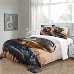Avengers Iron Man Housse de Couette Imprimée 3D Douce 3 Pièces Literie Garçons Filles