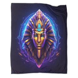 Pharaon égyptien Plaid en Polaire Imprimé 3D Couverture Douce Confortable pour Canapé Lit Bureau