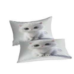 Chat Housse de Couette Imprimée 3D Douce 3 Pièces Literie Garçons Filles