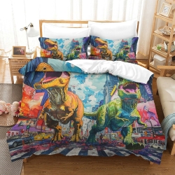 Dinosaure Housse de Couette Imprimée 3D Douce 3 Pièces Literie Garçons Filles