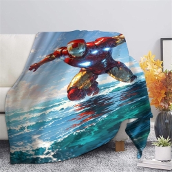 Avengers Iron Man Plaid en Polaire Imprimé 3D Couverture Douce Confortable pour Canapé Lit Bureau
