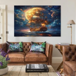 Velero Pintura en lienzo sin marco, impresiones de pósters arte pared para decoración hogar dormitorio oficina