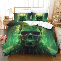 Calavera Funda Nórdica Impresa en 3D Suave 3 Piezas Ropa de Cama para Niños Niñas