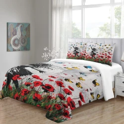 Papillon Housse de Couette Imprimée 3D Douce 3 Pièces Literie Garçons Filles