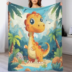 Dinosaure Plaid en Polaire Imprimé 3D Couverture Douce Confortable pour Canapé Lit Bureau