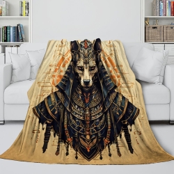 Egyptian God Anubis 3D Printed Fleece Throw Blanket Soft Cozy Blanket for Couch Sofa Bed Office