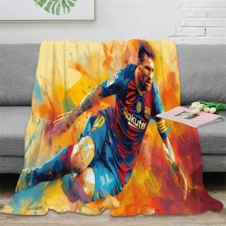 Lionel Messi Plaid en Polaire Imprimé 3D Couverture Douce Confortable pour Canapé Lit Bureau