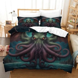 Mythe de l'horreur Cthulhu Housse de Couette Imprimée 3D Douce 3 Pièces Literie Garçons Filles