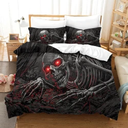 Crâne Housse de Couette Imprimée 3D Douce 3 Pièces Literie Garçons Filles