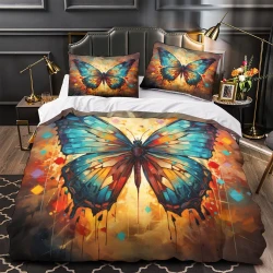 Papillon Housse de Couette Imprimée 3D Douce 3 Pièces Literie Garçons Filles